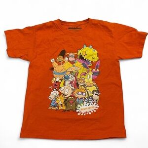 Nickelodeon All Star Shirt Kids L Orange Rugrats Hey Arnold CatDog Tee Youth